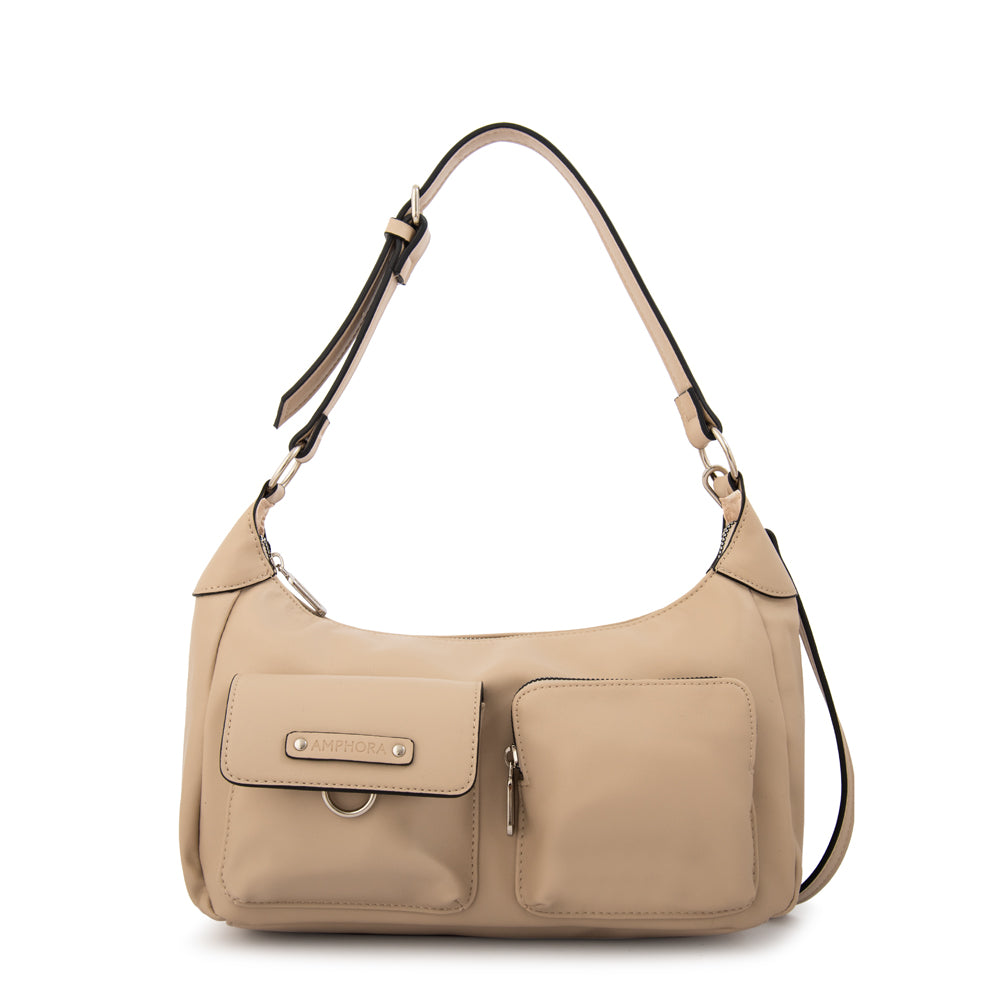 Cartera Oval Solene Beige