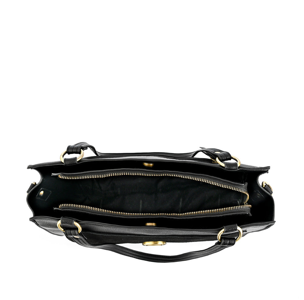 Cartera Dos Asas Porta Laptop Dubois Negro Gamuza