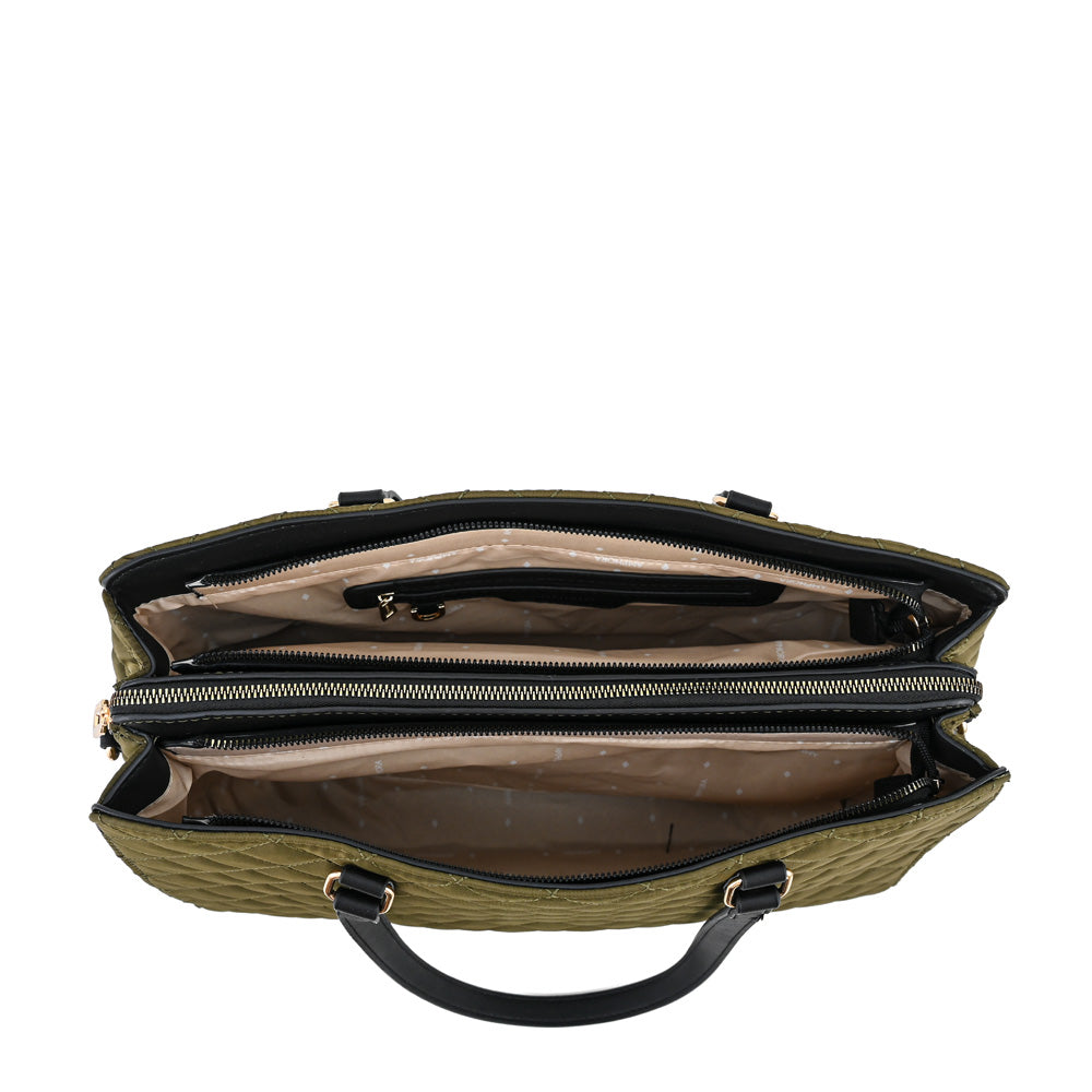 Cartera Dos Asas Porta Laptop Bugi Verde Oscuro