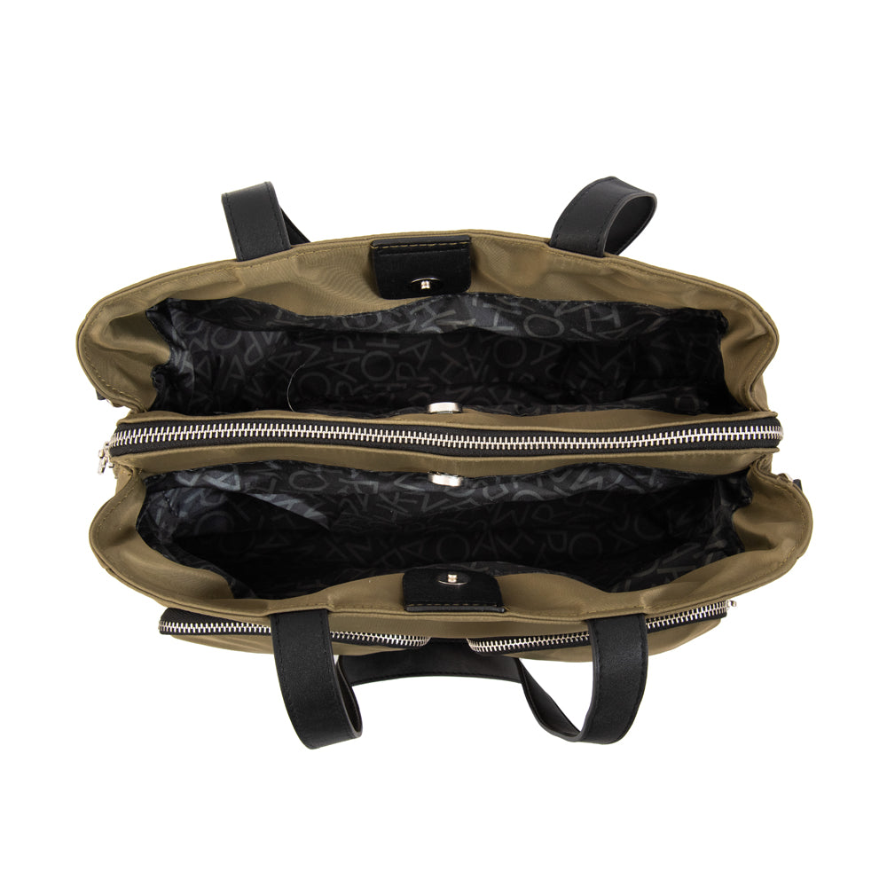 Cartera Dos Asas Teri Verde Oscuro