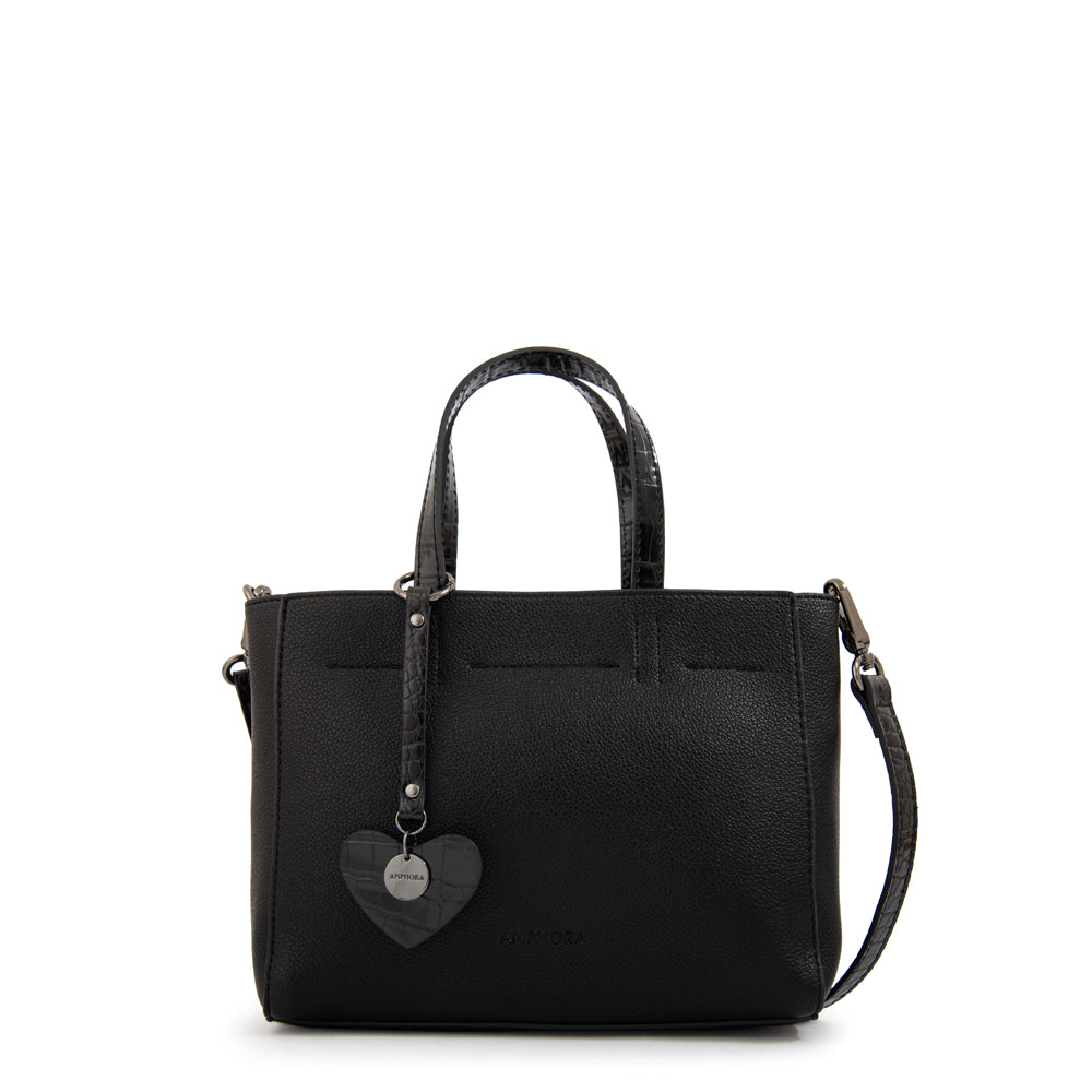 Cartera Dos Asas Victoria Croco Negro