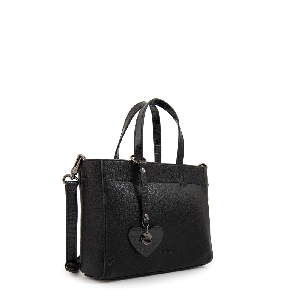 Cartera Dos Asas Victoria Croco Negro