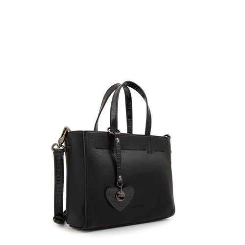Cartera Dos Asas Victoria Croco Negro