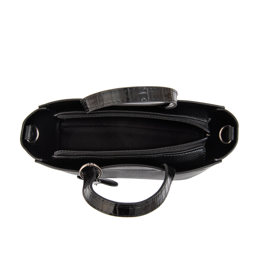 Cartera Dos Asas Victoria Croco Negro