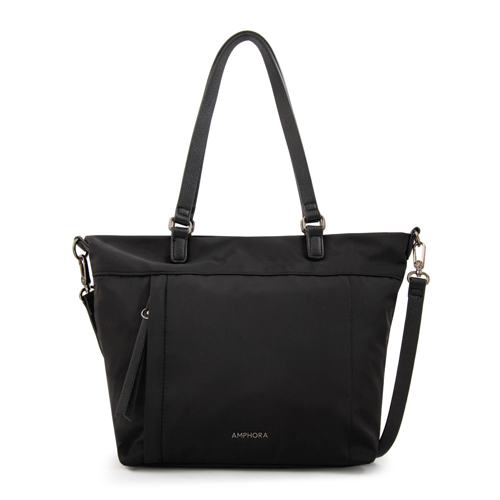 Cartera Dos Asas Carolina Nylon Negro
