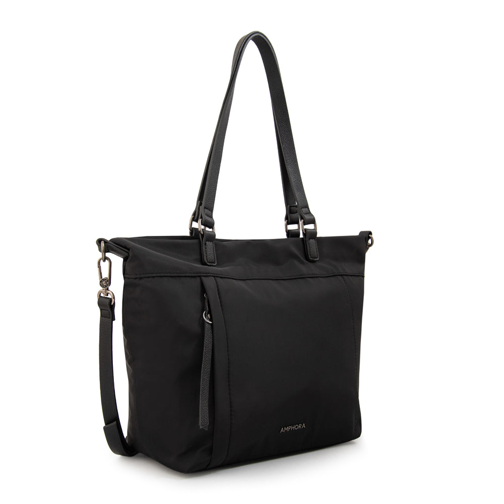 Cartera Dos Asas Carolina Nylon Negro