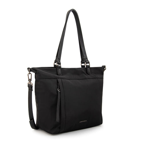 Cartera Dos Asas Carolina Nylon Negro