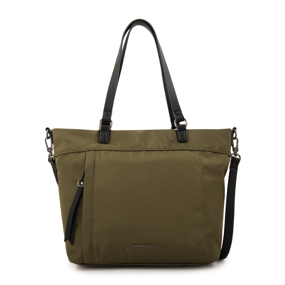 Cartera Dos Asas Carolina Nylon Verde Oscuro