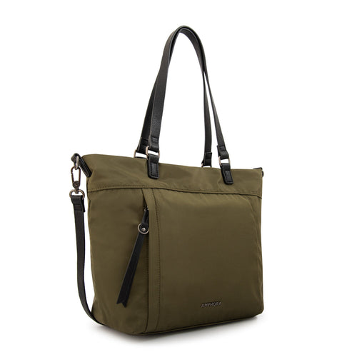Cartera Dos Asas Carolina Nylon Verde Oscuro