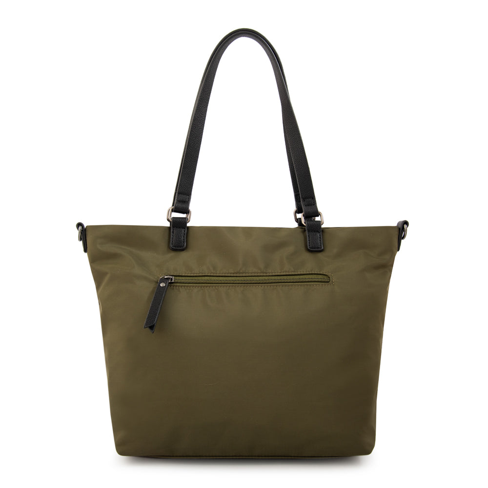 Cartera Dos Asas Carolina Nylon Verde Oscuro