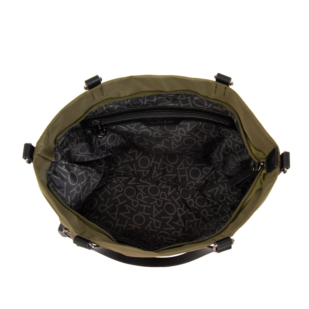 Cartera Dos Asas Carolina Nylon Verde Oscuro