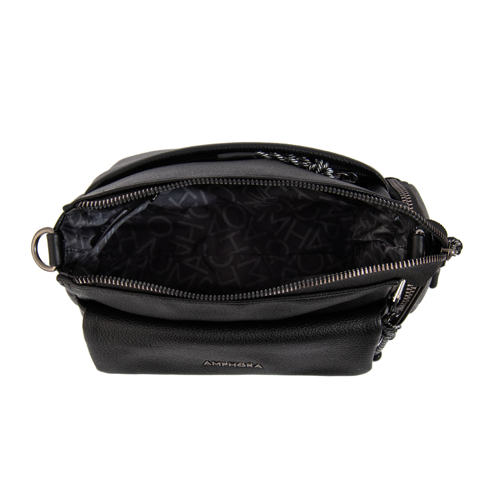 Crossbody Pequeña Julia Granulado Negro