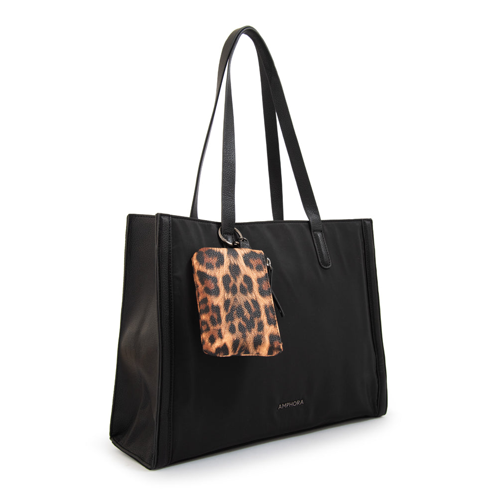 Cartera Dos Asas Nora Nylon Negro