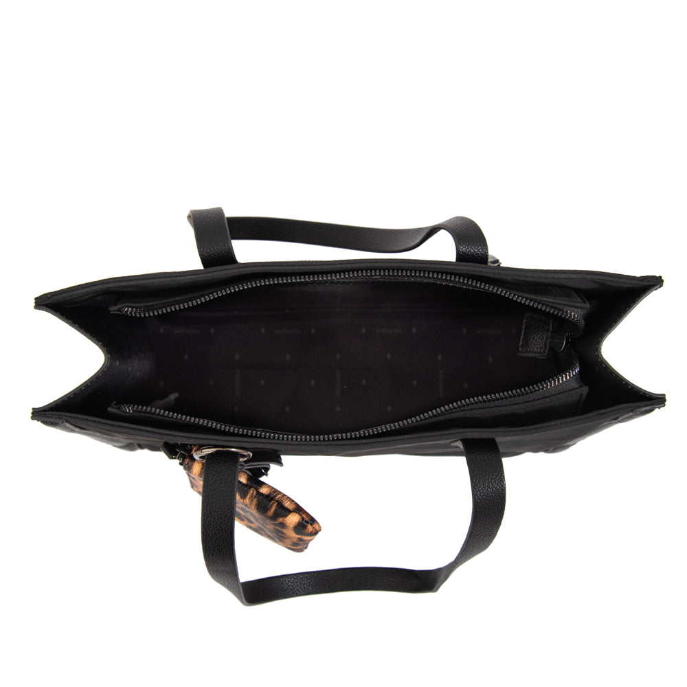 Cartera Dos Asas Nora Nylon Negro