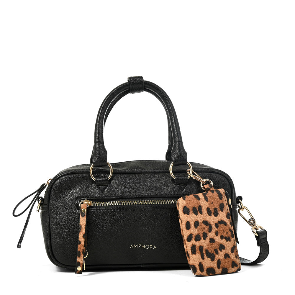 Cartera Dos Asas Carlota Granulado Negro