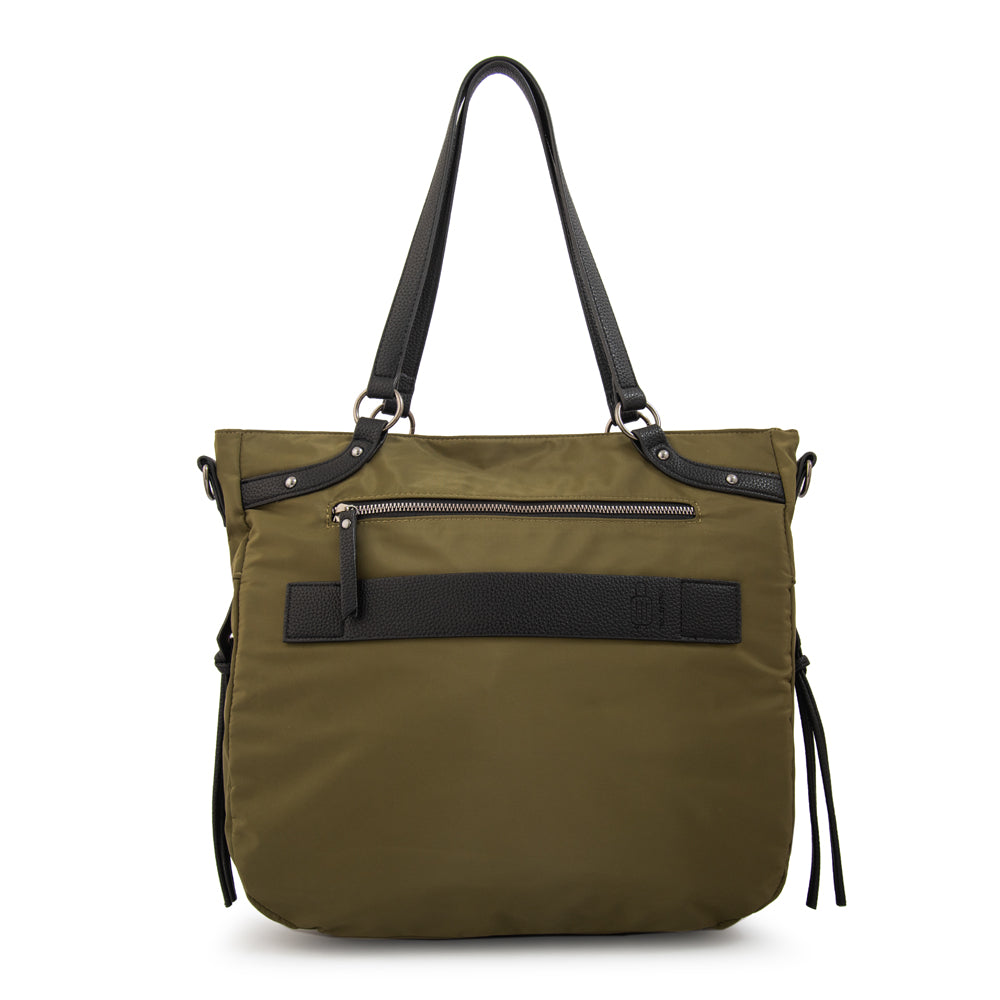 Cartera Dos Asas Portalaptop Tamara Nylon Verde Oliva