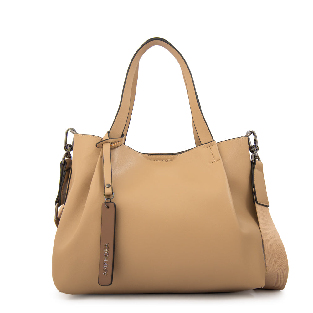 Cartera Dos Asas Constans Liso Taupe
