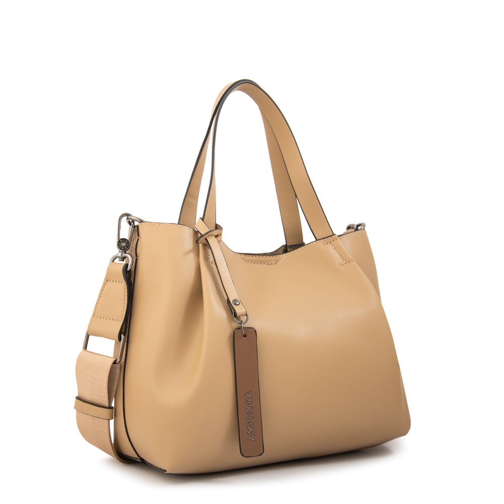 Cartera Dos Asas Constans Liso Taupe