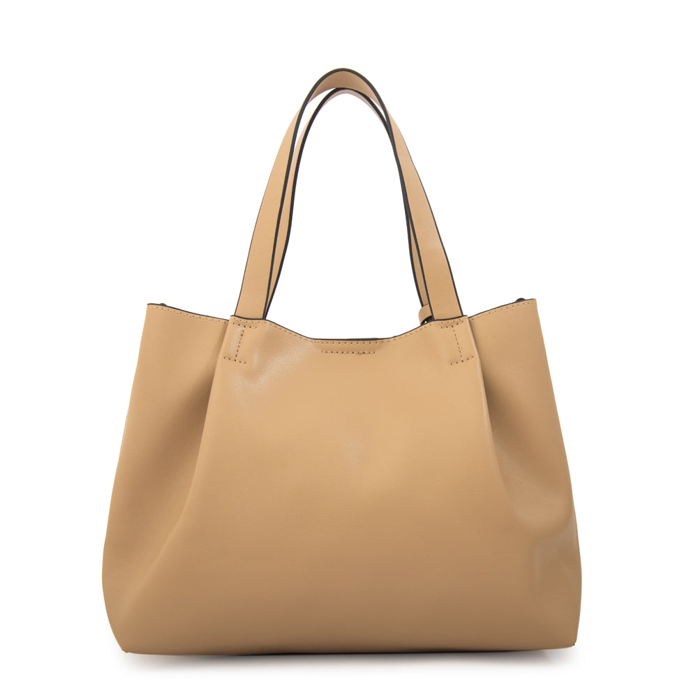 Cartera Dos Asas Constans Liso Taupe