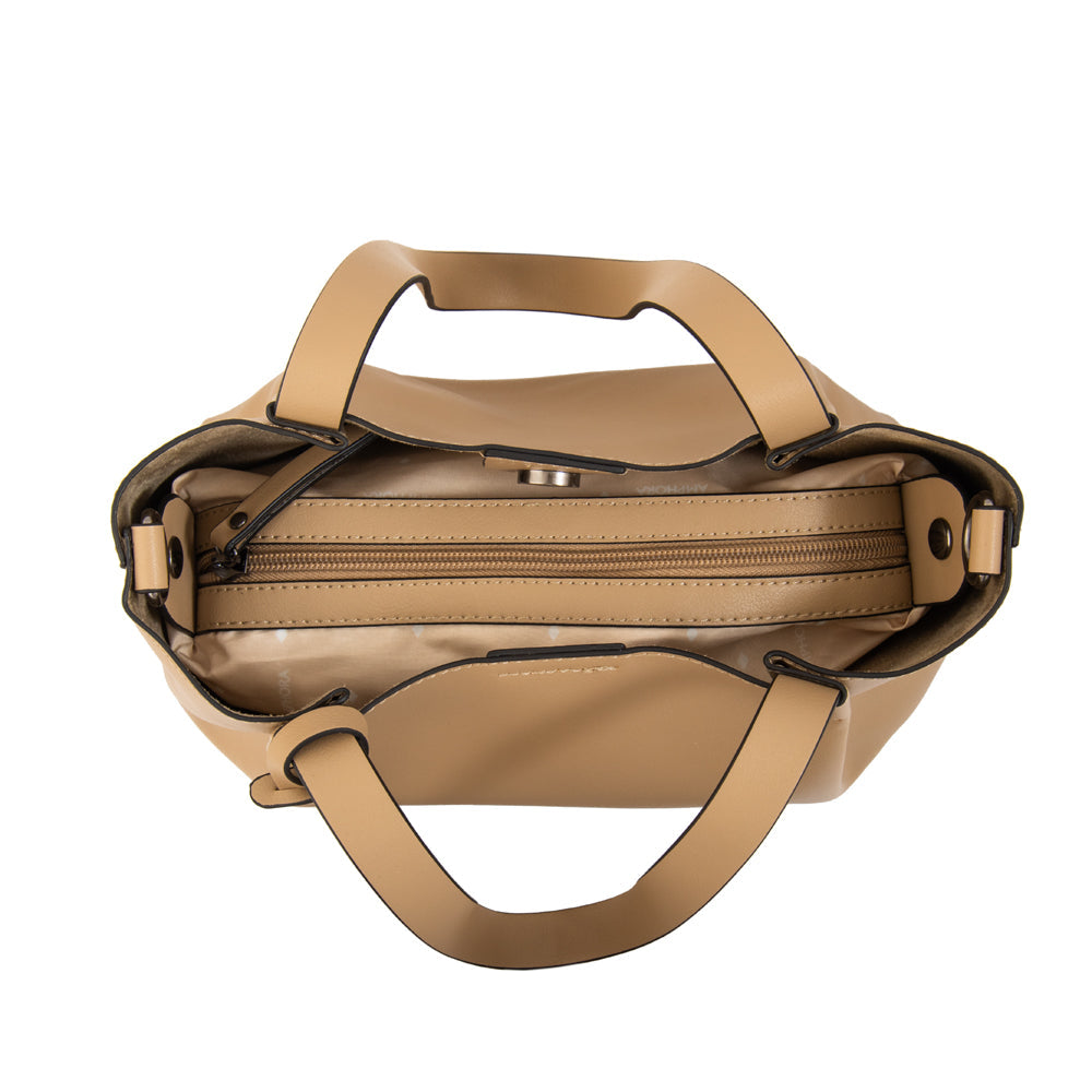 Cartera Dos Asas Constans Liso Taupe
