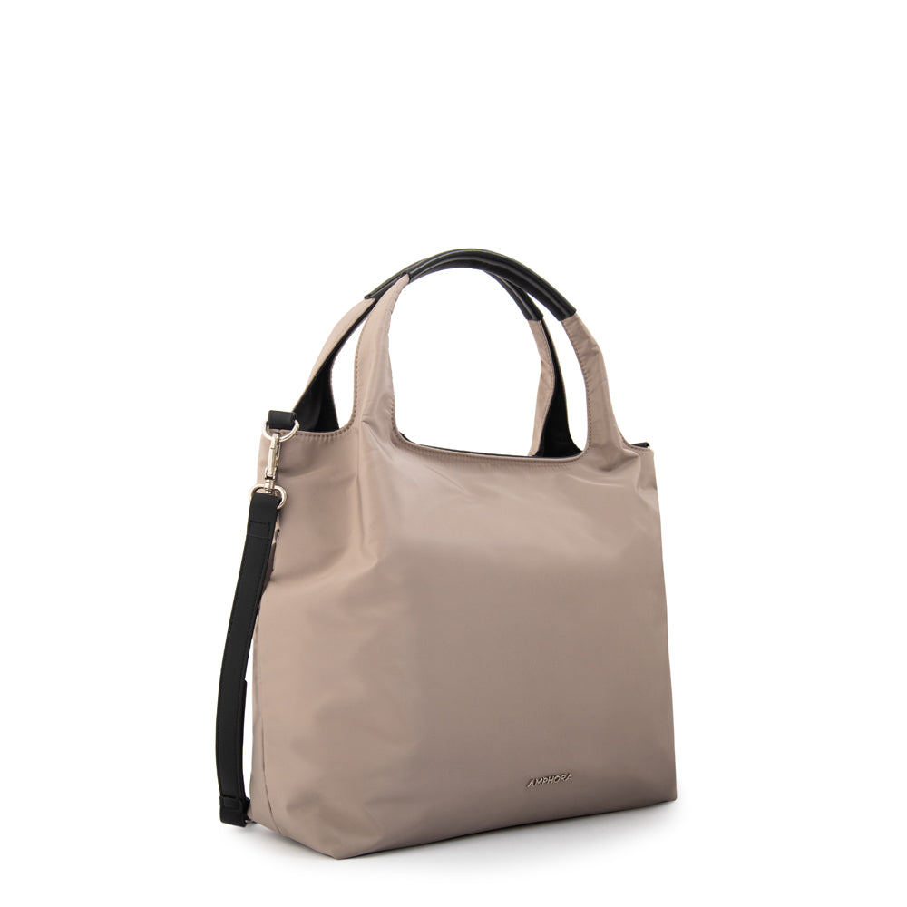 Cartera Dos Asas Milicent Nylon Taupe