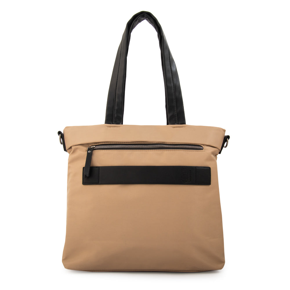 Cartera Dos Asas Portalaptop Kel Nylon Taupe