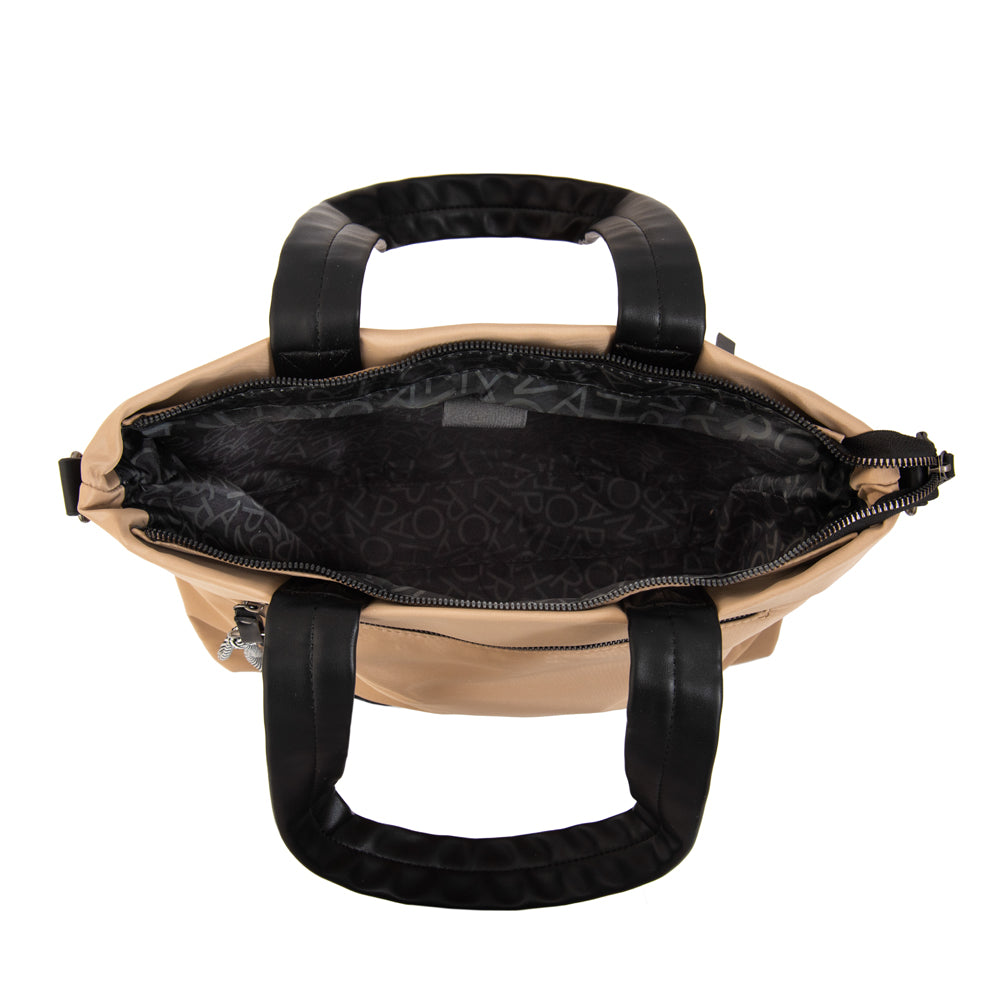 Cartera Dos Asas Portalaptop Kel Nylon Taupe