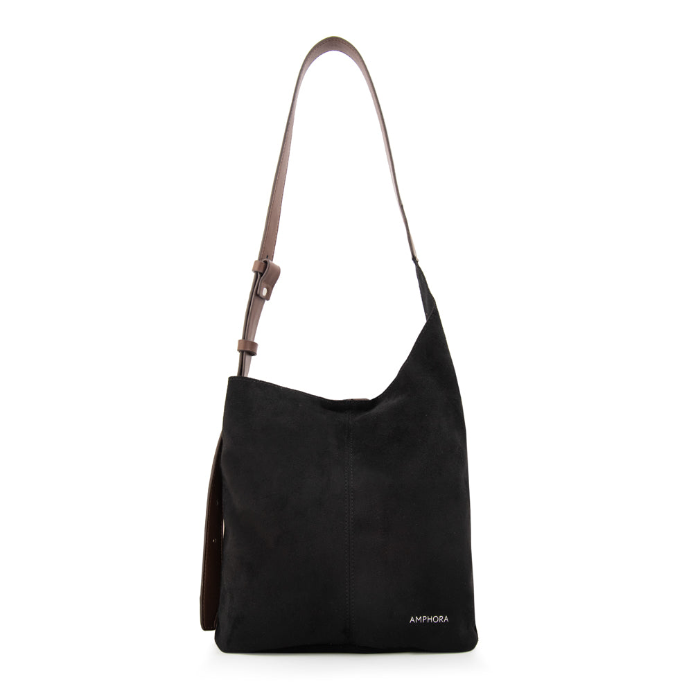 Cartera Oval Isna Gamuzado Negro