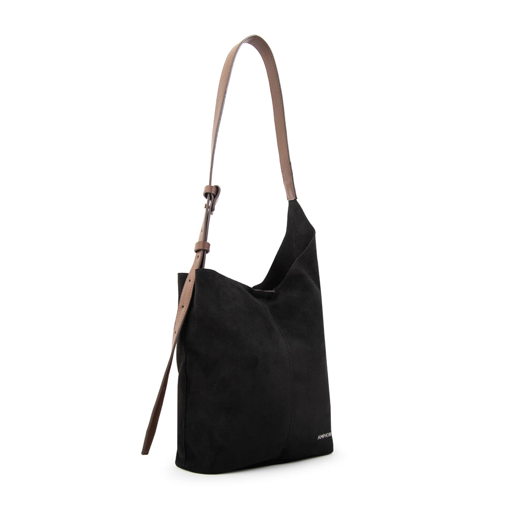 Cartera Oval Isna Gamuzado Negro