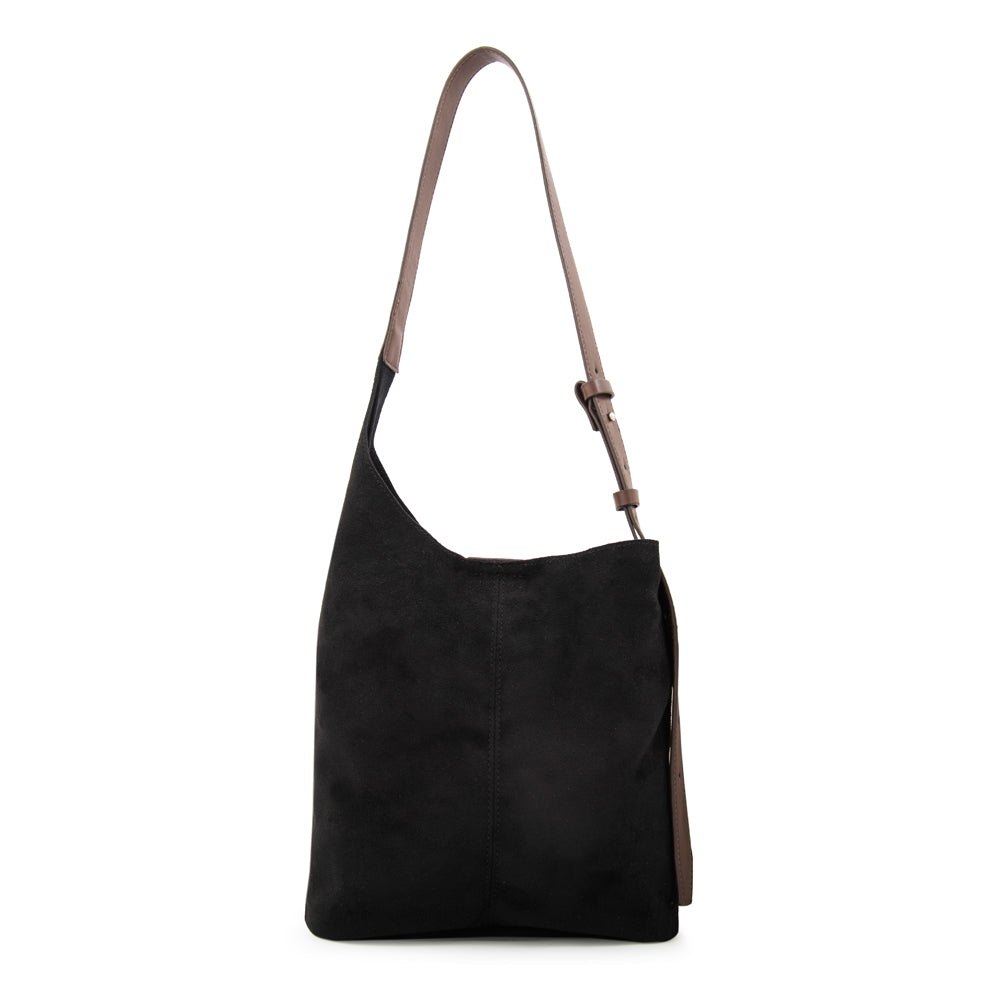 Cartera Oval Isna Gamuzado Negro