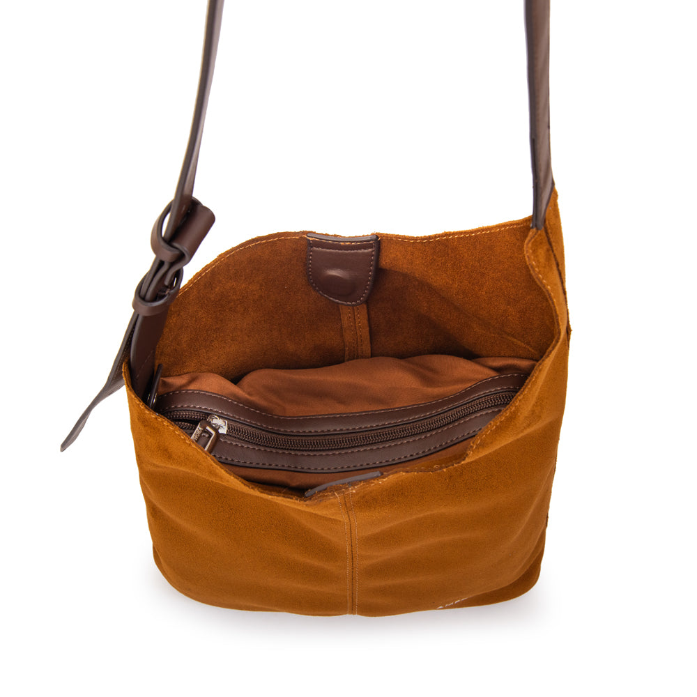 Cartera Oval Isna Gamuzado Café