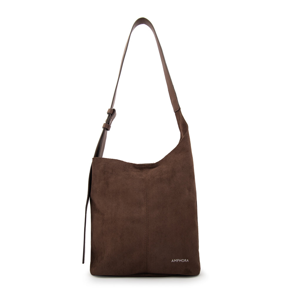 Cartera Oval Isna Gamuzado Café Oscuro