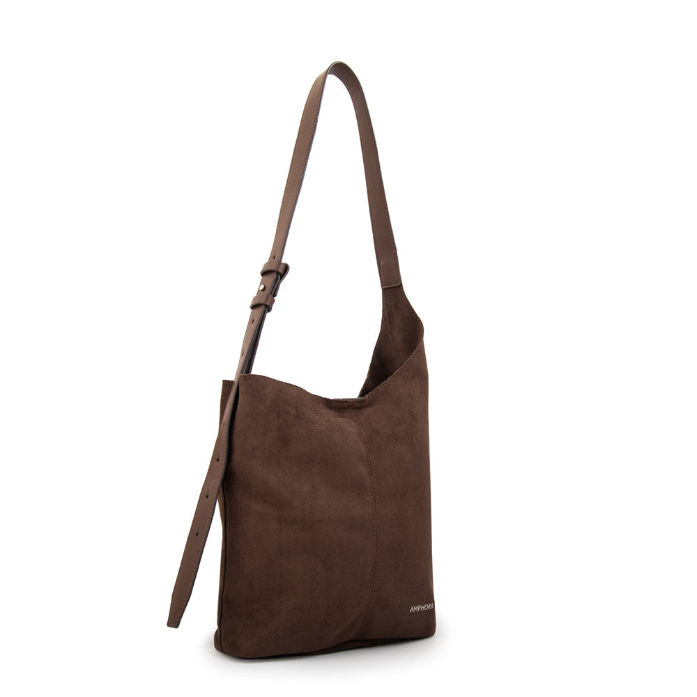 Cartera Oval Isna Gamuzado Café Oscuro