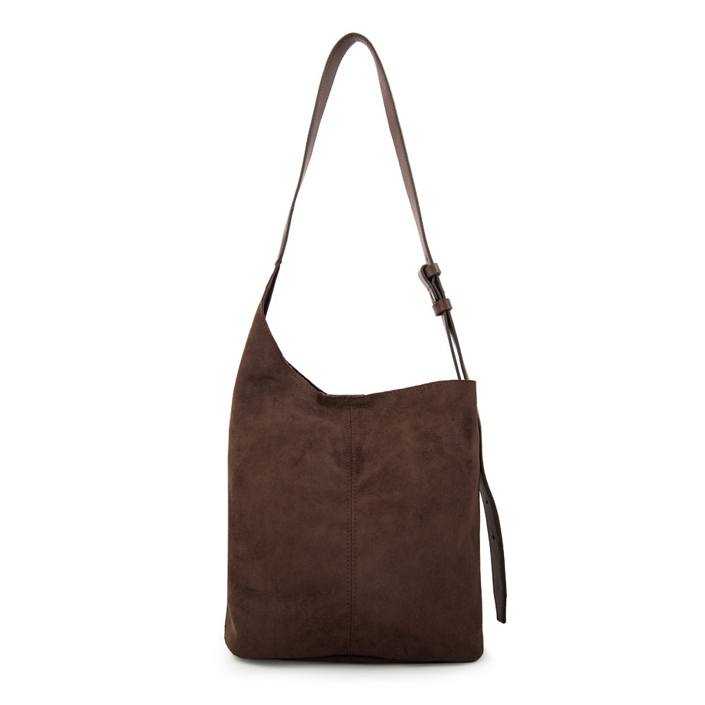 Cartera Oval Isna Gamuzado Café Oscuro