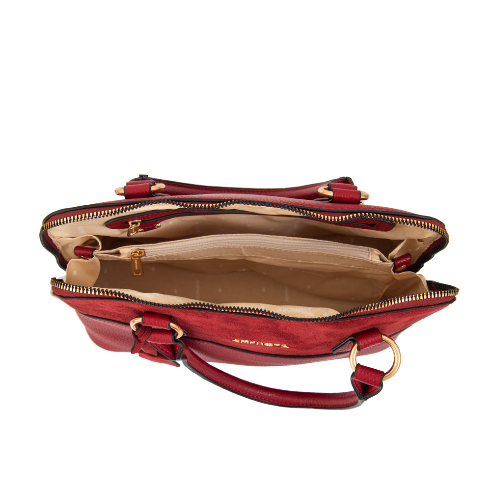 Cartera Dos Asas Maluisa Rojo Oscuro