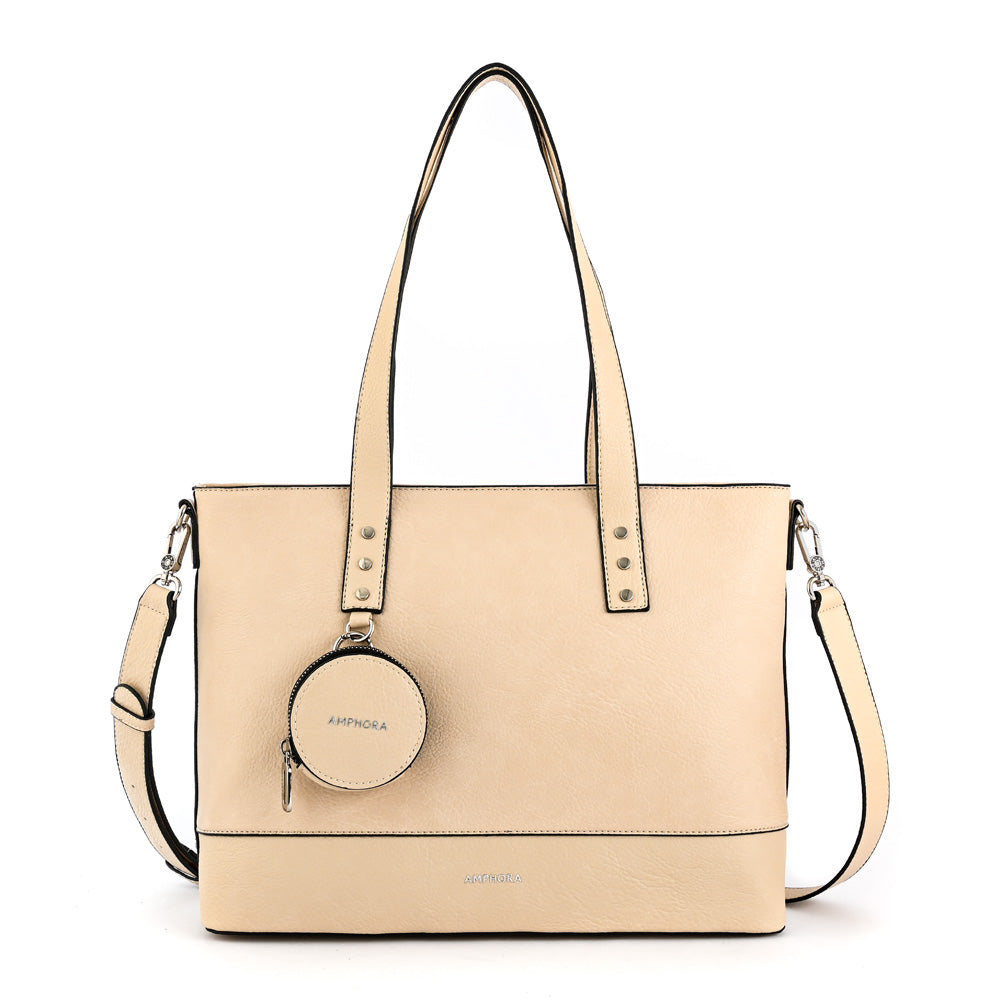 Cartera Dos Asas Porta Laptop 14" Meyer Blanco Crudo