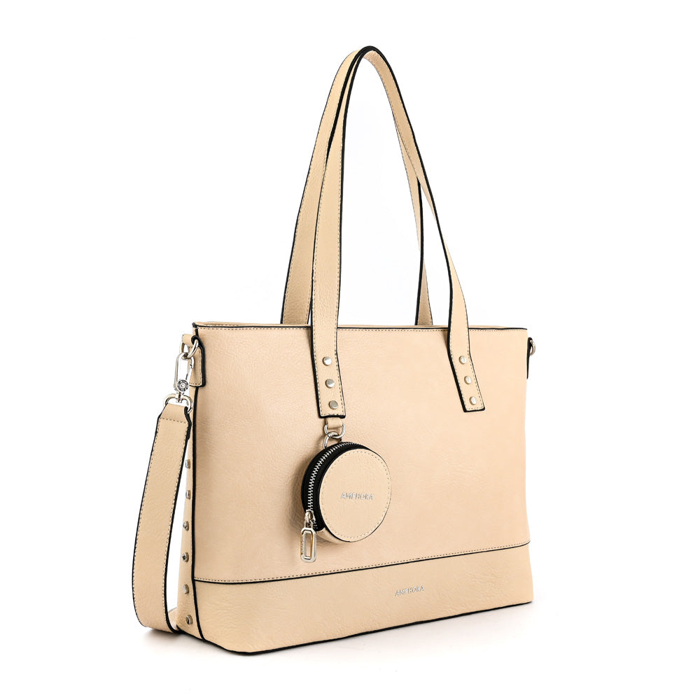 Cartera Dos Asas Porta Laptop 14" Meyer Blanco Crudo