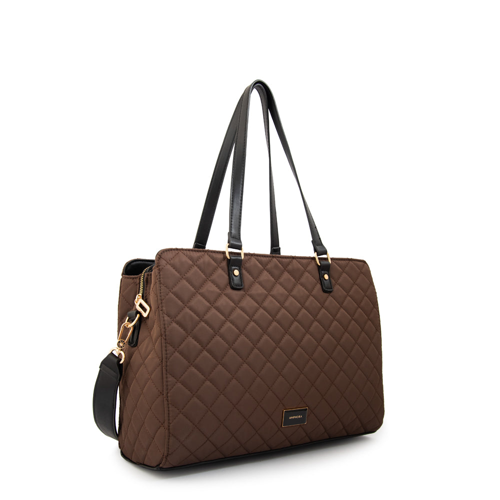 Cartera Dos Asas Porta Laptop Bugi Café Oscuro