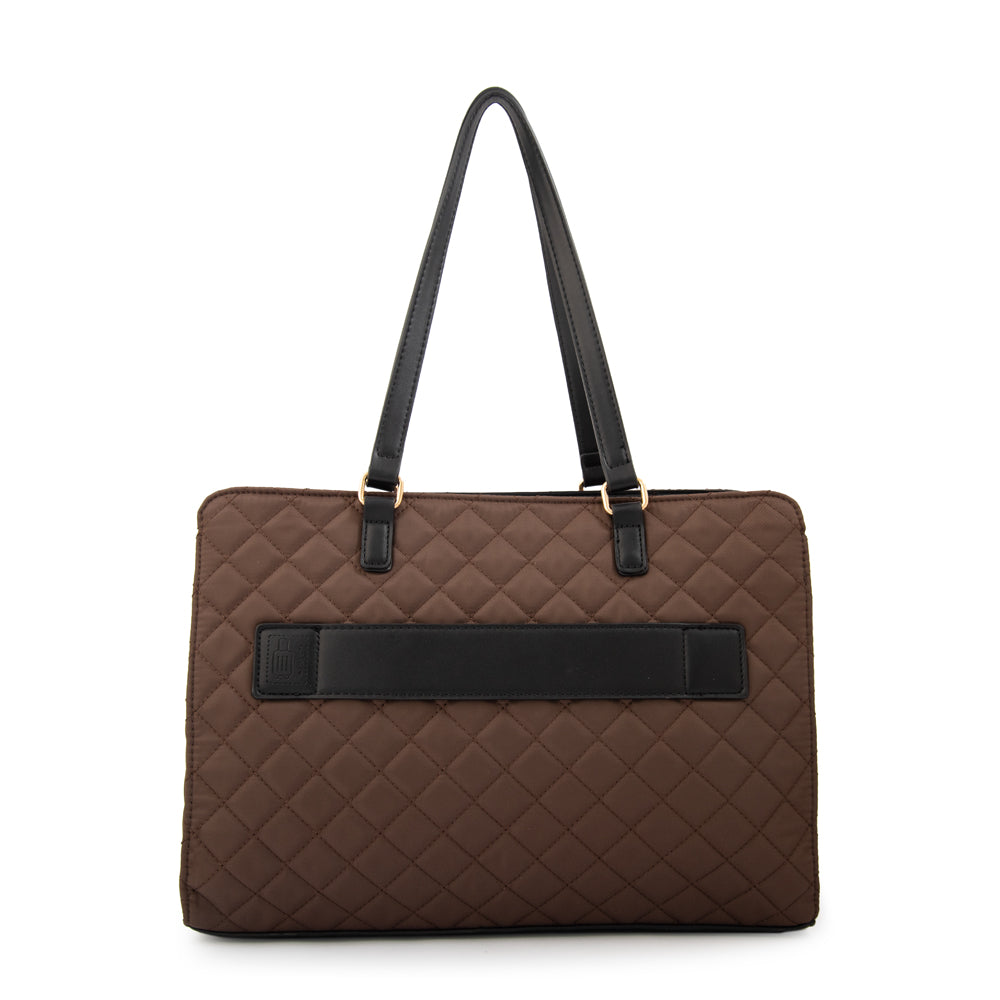 Cartera Dos Asas Porta Laptop Bugi Café Oscuro