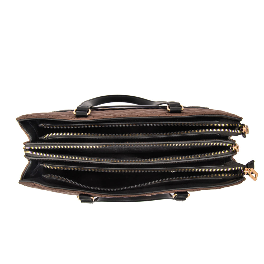 Cartera Dos Asas Porta Laptop Bugi Café Oscuro