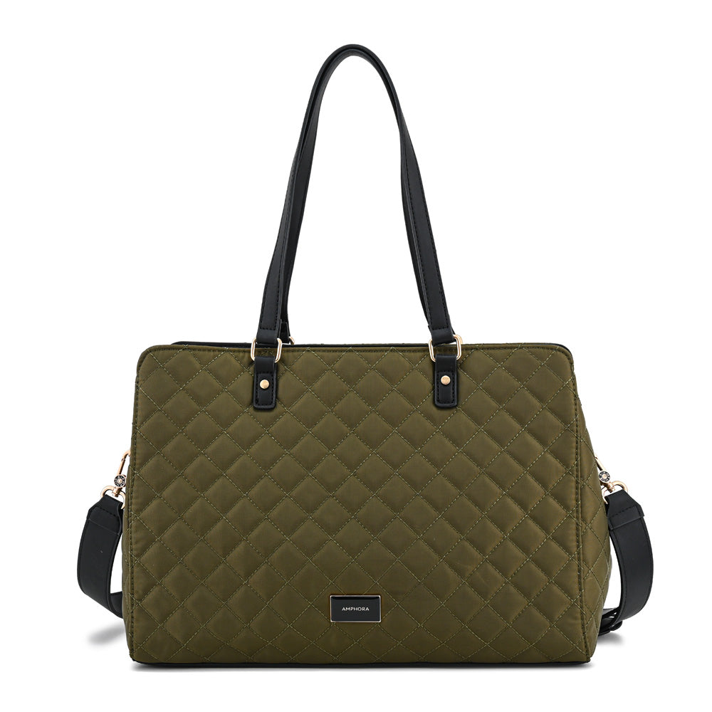 Cartera Dos Asas Porta Laptop 14" Bugi Verde Oscuro