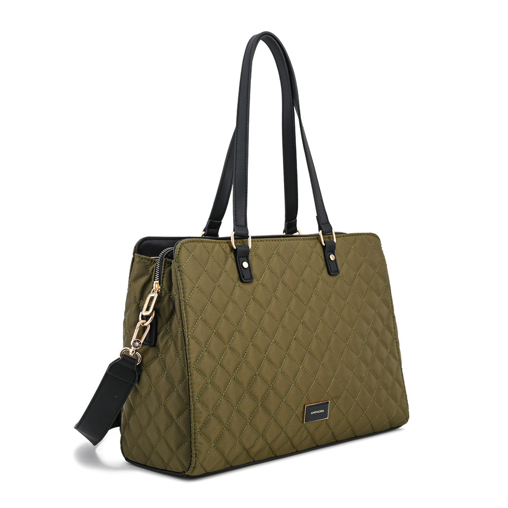 Cartera Dos Asas Porta Laptop 14" Bugi Verde Oscuro
