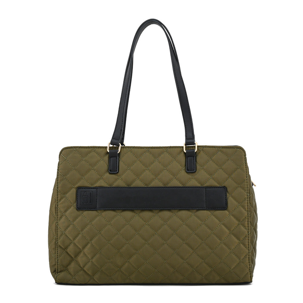 Cartera Dos Asas Porta Laptop 14" Bugi Verde Oscuro