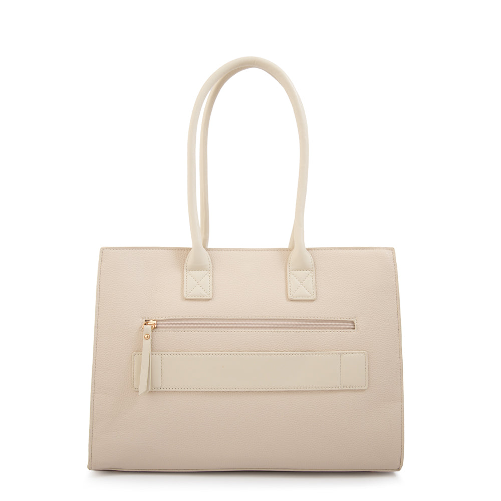 Cartera Dos Asas Porta Laptop Mabel Blanco Crudo