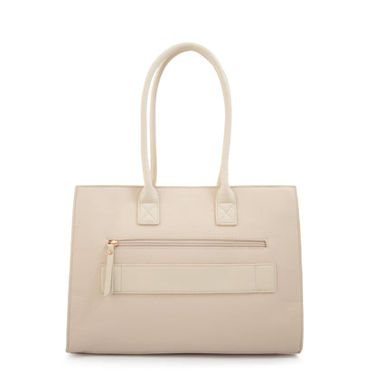 Cartera Dos Asas Porta Laptop Mabel Blanco Crudo