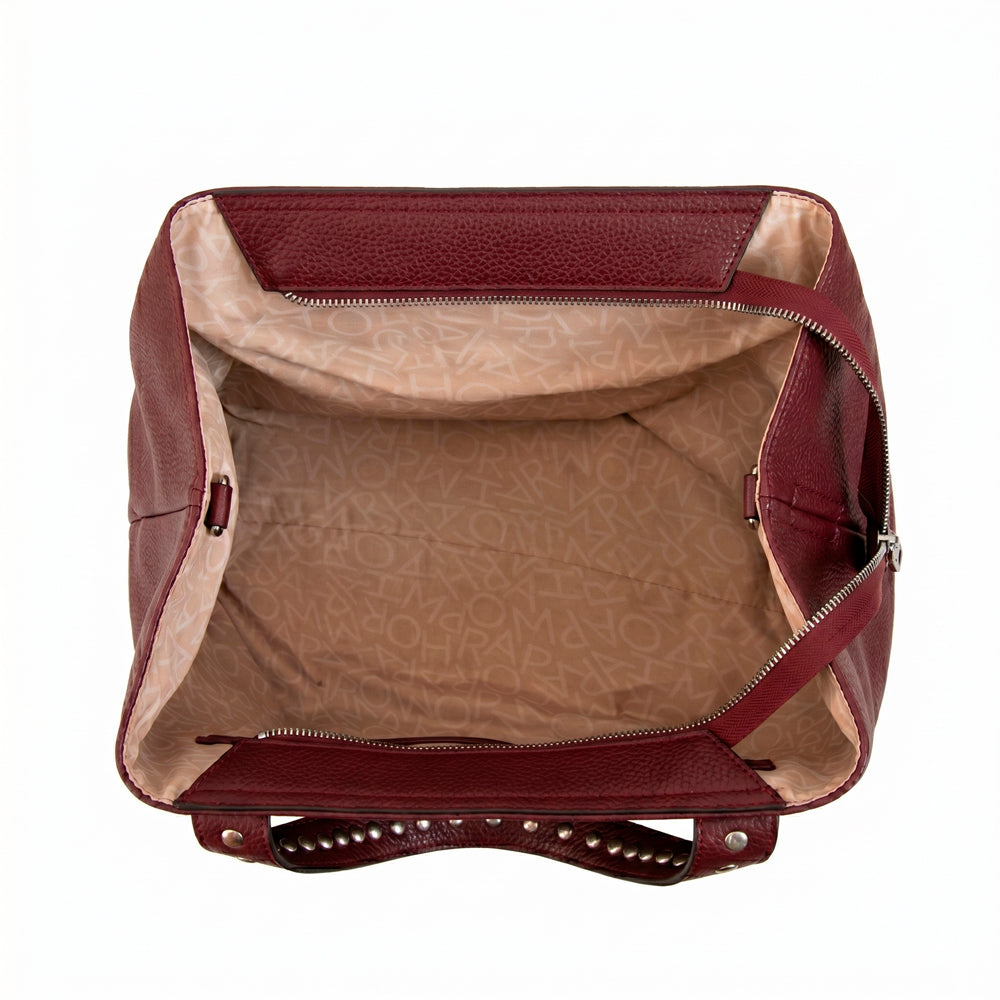 Cartera Dos Asas Angela Beige Burdeo