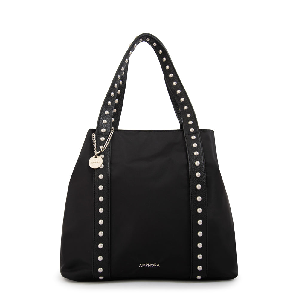 Cartera Dos Asas Angela Nylon Negro