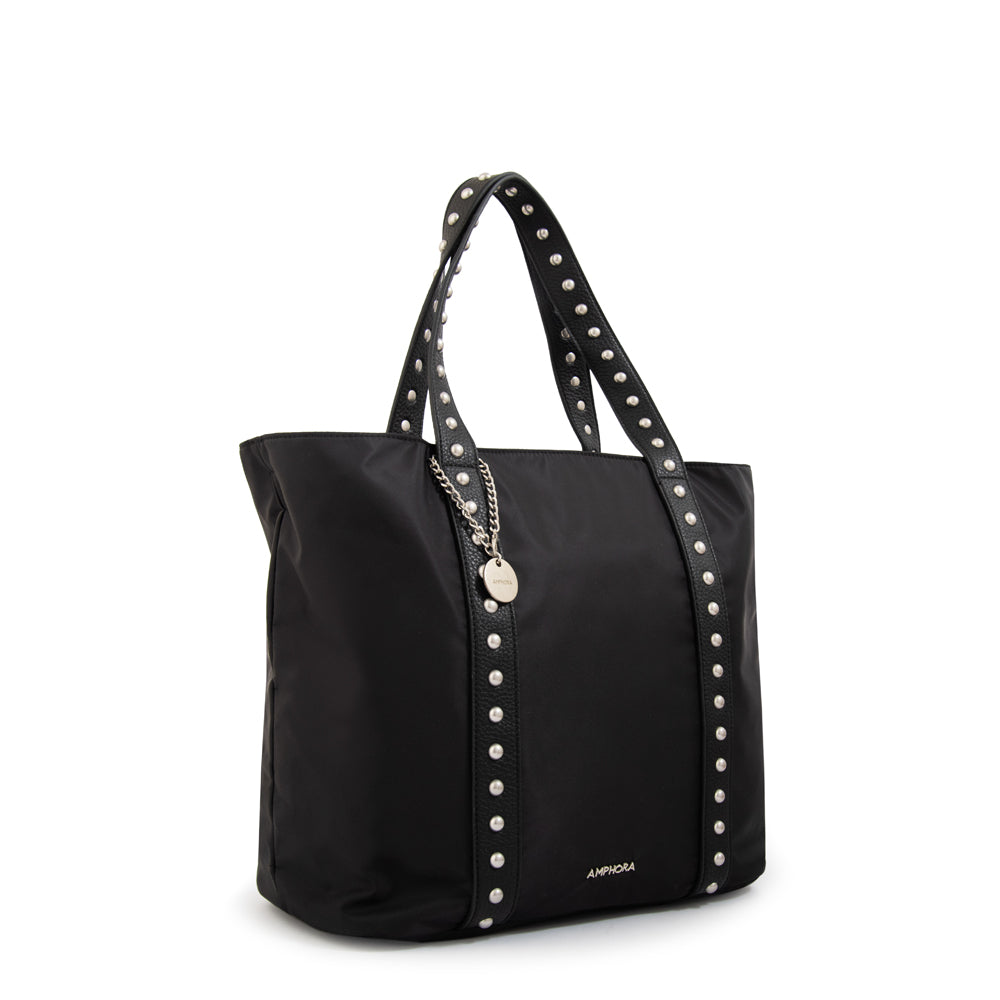 Cartera Dos Asas Angela Nylon Negro