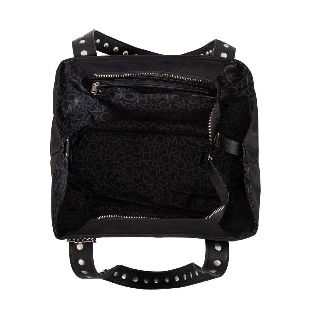 Cartera Dos Asas Angela Nylon Negro