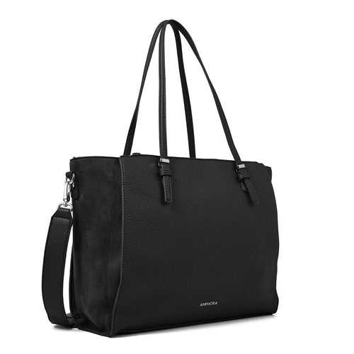 Cartera Dos Asas Portalaptop 14" Samantha Granulado Negro